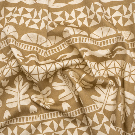 Stretch Cotton Twill Print - Beige Animal, Leaf, and Geometric Stripes - Mood Exclusive Puma Pounce