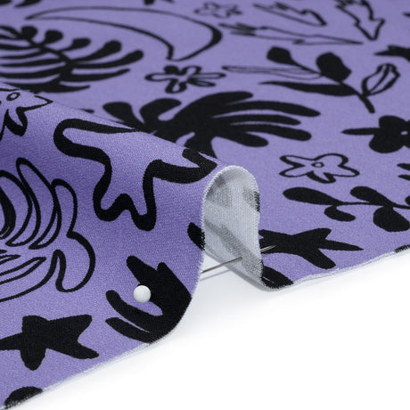 Stretch Cotton Twill Print - Blue and Black Simple Doodles - Mood Exclusive Twin Flame