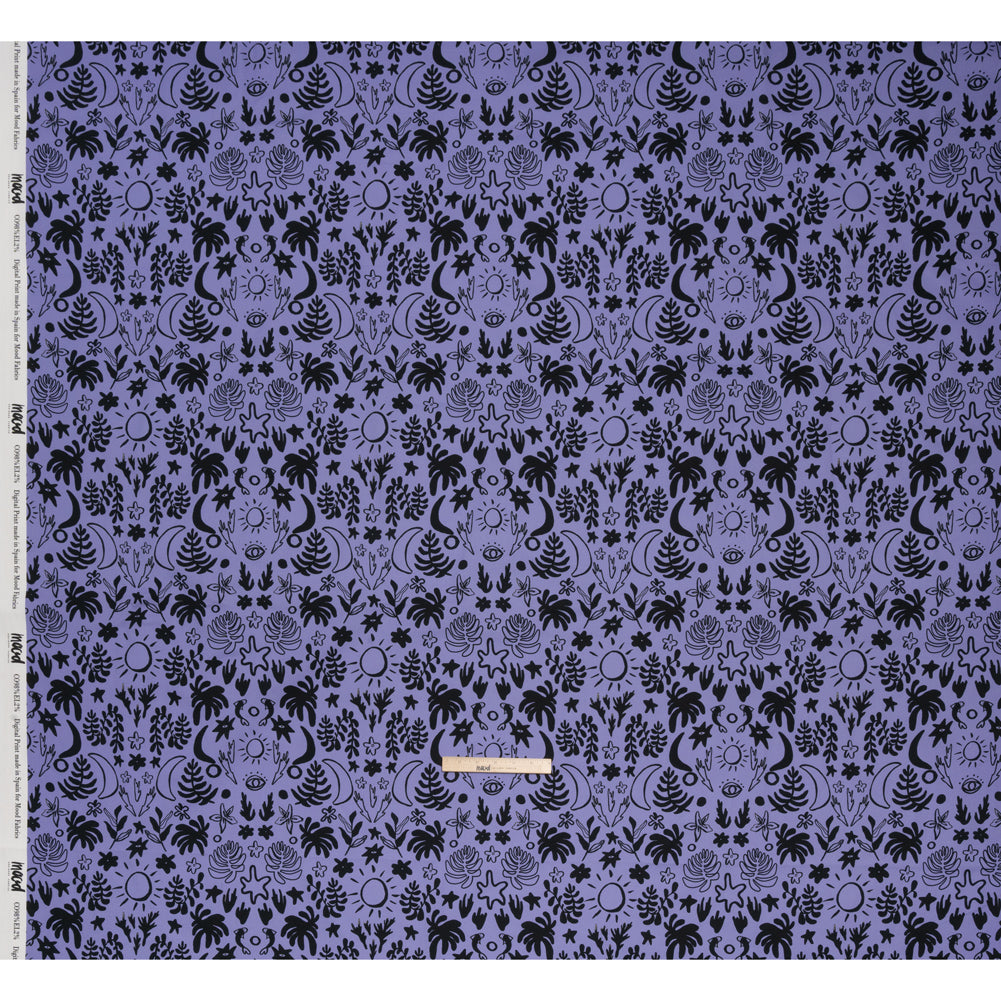 Stretch Cotton Twill Print - Blue and Black Simple Doodles - Mood Exclusive Twin Flame