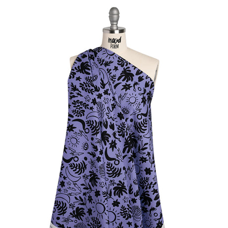 Stretch Cotton Twill Print - Blue and Black Simple Doodles - Mood Exclusive Twin Flame