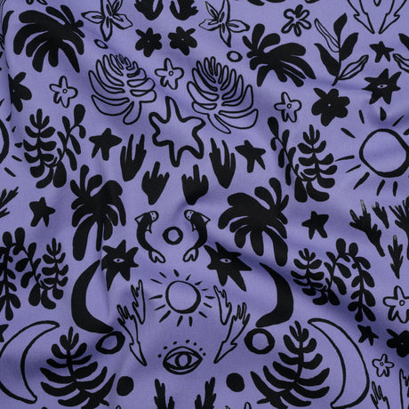Stretch Cotton Twill Print - Blue and Black Simple Doodles - Mood Exclusive Twin Flame