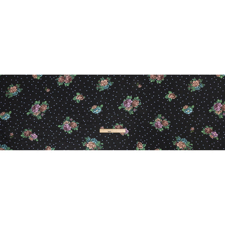 Viscose Crepe Print - Black, Lavender and Rust Red Polka Dots and Florals - Mood Exclusive Bring on Beauty