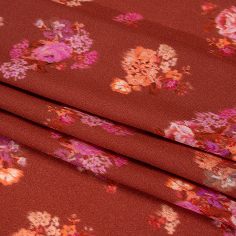 Viscose Crepe Print - Red, Peach and Pink Ikat Floral - Mood Exclusive Rosy Visions