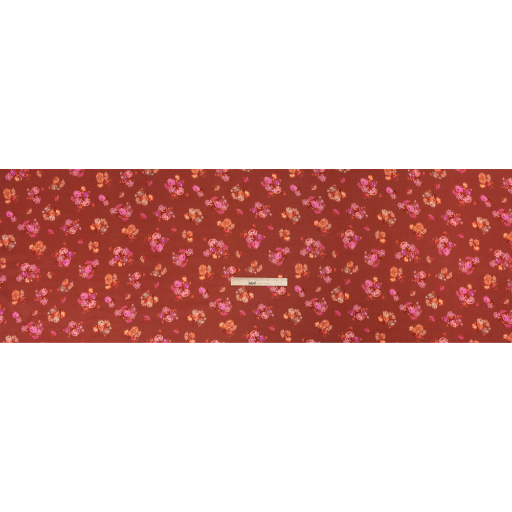 Viscose Crepe Print - Red, Peach and Pink Ikat Floral - Mood Exclusive Rosy Visions