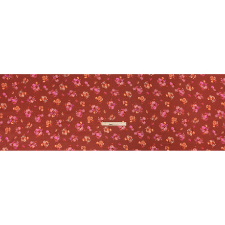 Viscose Crepe Print - Red, Peach and Pink Ikat Floral - Mood Exclusive Rosy Visions