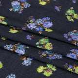 Viscose Crepe Print - Navy, Periwinkle and Lime Green Ikat Floral - Mood Exclusive Rosy Visions