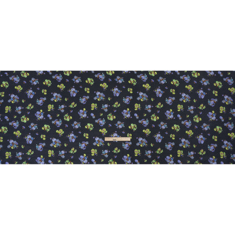 Viscose Crepe Print - Navy, Periwinkle and Lime Green Ikat Floral - Mood Exclusive Rosy Visions