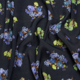 Viscose Crepe Print - Navy, Periwinkle and Lime Green Ikat Floral - Mood Exclusive Rosy Visions