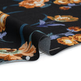 Viscose Crepe Print - Navy and Orange Floral - Mood Exclusive Chivalrous Designs