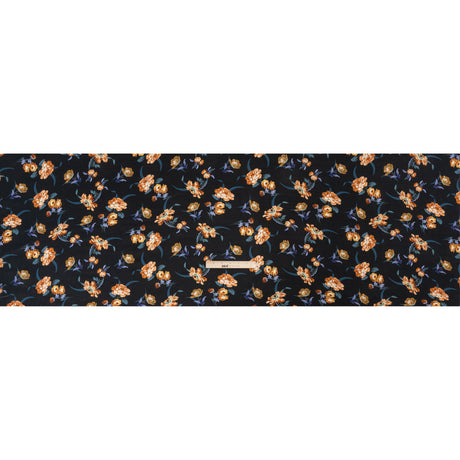 Viscose Crepe Print - Navy and Orange Floral - Mood Exclusive Chivalrous Designs