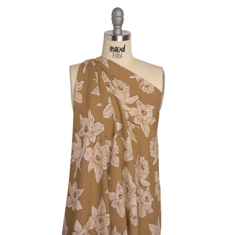 Viscose Crepe Print - Brown and Beige Floral - Mood Exclusive Dear Darling
