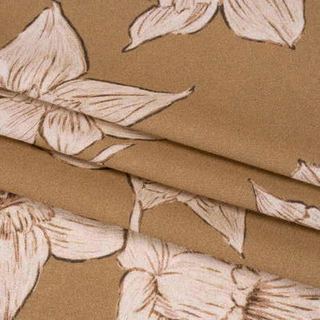 Viscose Crepe Print - Brown and Beige Floral - Mood Exclusive Dear Darling