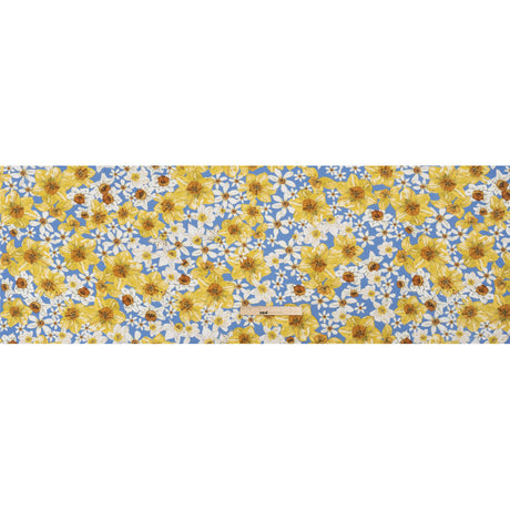 Viscose Crepe Print - Sky Blue, Yellow and White Floral - Mood Exclusive Crisp and Clear