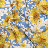 Viscose Crepe Print - Sky Blue, Yellow and White Floral - Mood Exclusive Crisp and Clear