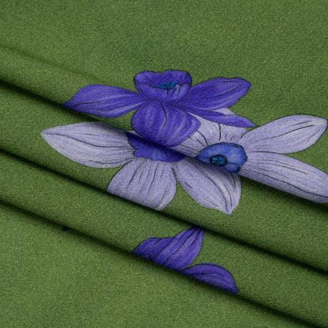 Viscose Crepe Print - Kelly Green and Indigo Floral - Mood Exclusive Baby Bunches