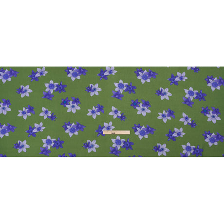 Viscose Crepe Print - Kelly Green and Indigo Floral - Mood Exclusive Baby Bunches