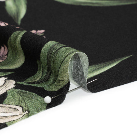 Viscose Crepe Print - Black, Yellow and Violet Floral - Mood Exclusive By the Plenty