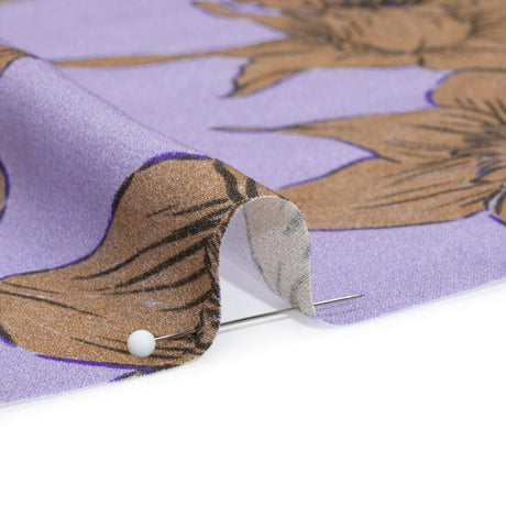 Viscose Crepe Print - Lilac and Brown Floral - Mood Exclusive Dear Darling