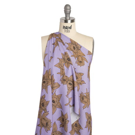 Viscose Crepe Print - Lilac and Brown Floral - Mood Exclusive Dear Darling