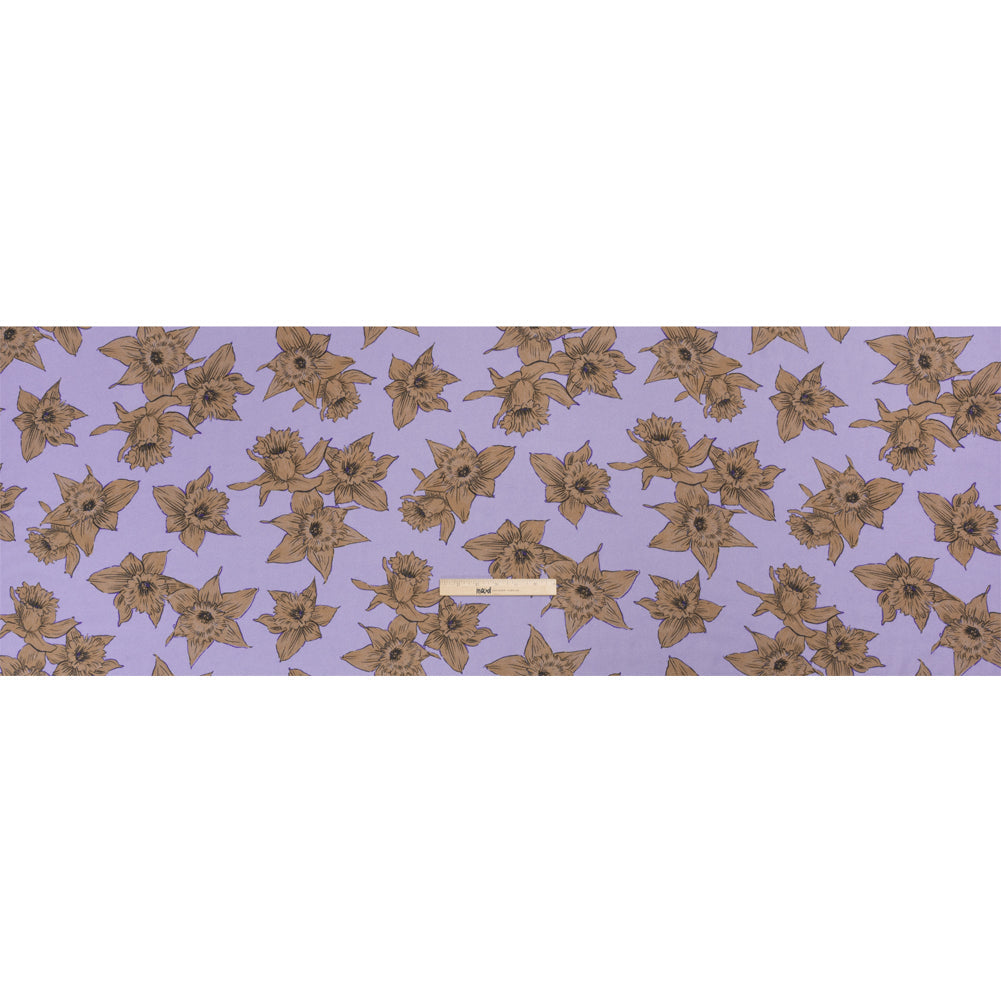 Viscose Crepe Print - Lilac and Brown Floral - Mood Exclusive Dear Darling