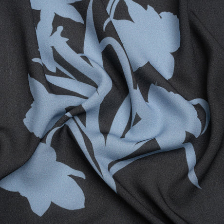Viscose Crepe Print - Black and Blue Floral - Mood Exclusive April Ever After