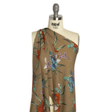 Viscose Crepe Print - Taupe, Red and Blue Floral - Mood Exclusive By the Plenty