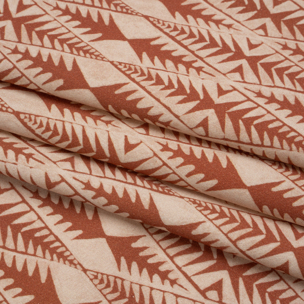 Stretch Cotton Twill Print - Sienna Abstract Diamonds - Mood Exclusive Maui Treeline