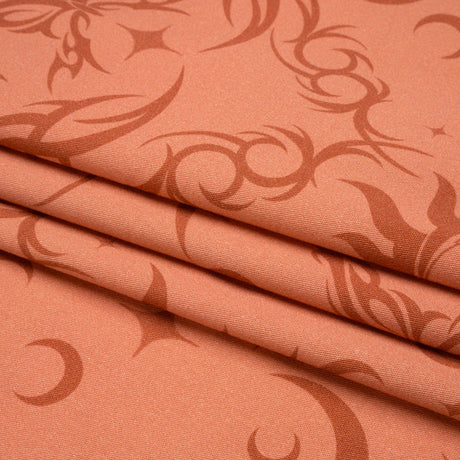 Stretch Cotton Twill Print - Orange Classic Tattoo Motifs - Mood Exclusive Totally Starstruck