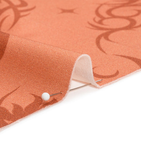 Stretch Cotton Twill Print - Orange Classic Tattoo Motifs - Mood Exclusive Totally Starstruck