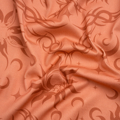 Stretch Cotton Twill Print - Orange Classic Tattoo Motifs - Mood Exclusive Totally Starstruck