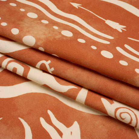 Stretch Cotton Twill Panel - Orange Desert Symbols - Mood Exclusive Follow Your Arrow