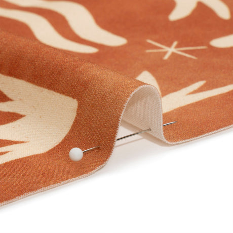 Stretch Cotton Twill Panel - Orange Desert Symbols - Mood Exclusive Follow Your Arrow