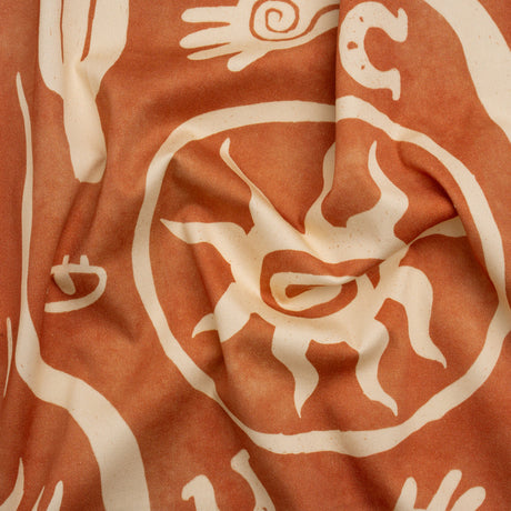 Stretch Cotton Twill Panel - Orange Desert Symbols - Mood Exclusive Follow Your Arrow