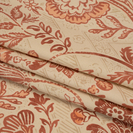 Stretch Cotton Twill Print - Beige and Orange Floral - Mood Exclusive Aromatic Aria