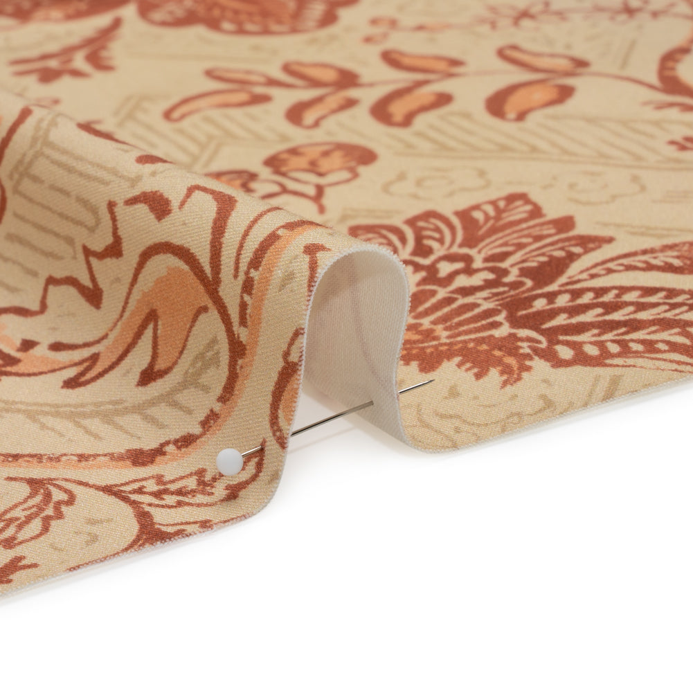 Stretch Cotton Twill Print - Beige and Orange Floral - Mood Exclusive Aromatic Aria