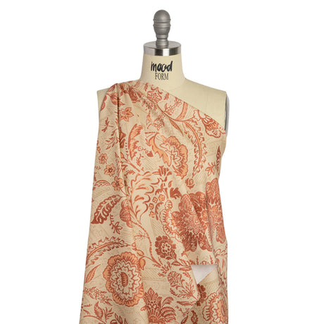 Stretch Cotton Twill Print - Beige and Orange Floral - Mood Exclusive Aromatic Aria