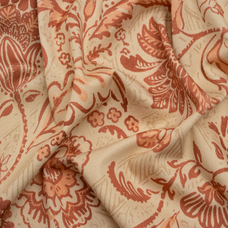 Stretch Cotton Twill Print - Beige and Orange Floral - Mood Exclusive Aromatic Aria