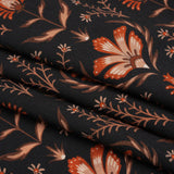 Stretch Cotton Twill - Black and Orange Floral - Watching the Fire Print - Mood Exclusive Rockland Collection