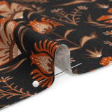 Stretch Cotton Twill - Black and Orange Floral - Watching the Fire Print - Mood Exclusive Rockland Collection