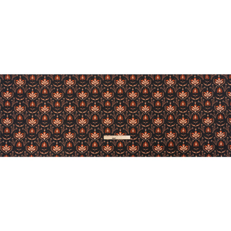 Stretch Cotton Twill - Black and Orange Floral - Watching the Fire Print - Mood Exclusive Rockland Collection