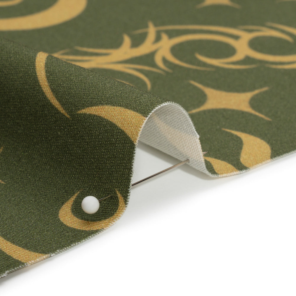Stretch Cotton Twill Print - Green Classic Tattoo Motifs - Mood Exclusive Totally Starstruck
