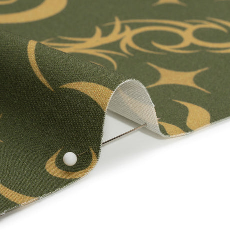 Stretch Cotton Twill Print - Green Classic Tattoo Motifs - Mood Exclusive Totally Starstruck