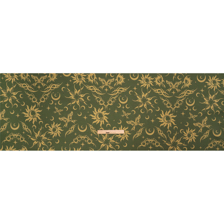 Stretch Cotton Twill Print - Green Classic Tattoo Motifs - Mood Exclusive Totally Starstruck