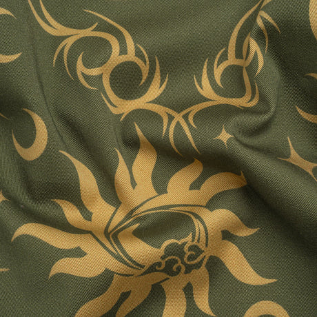 Stretch Cotton Twill Print - Green Classic Tattoo Motifs - Mood Exclusive Totally Starstruck