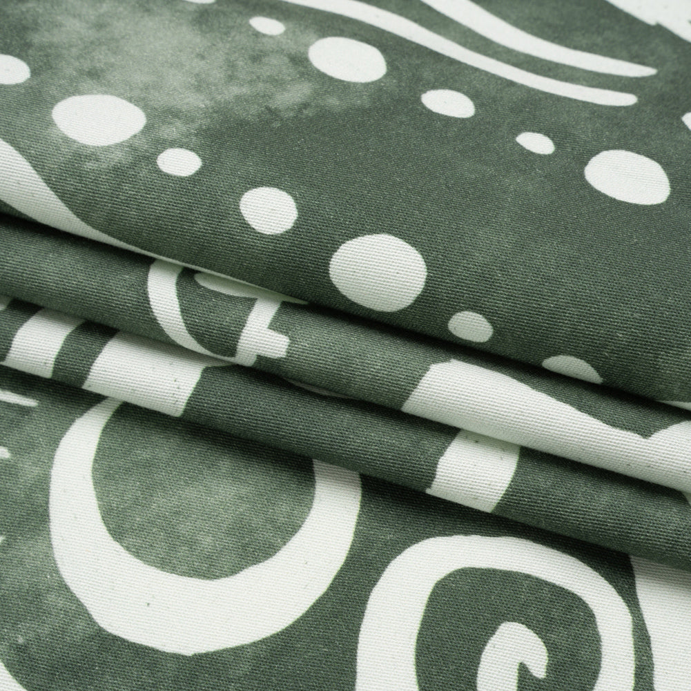 Stretch Cotton Twill Panel - Green Desert Symbols - Mood Exclusive Follow Your Arrow