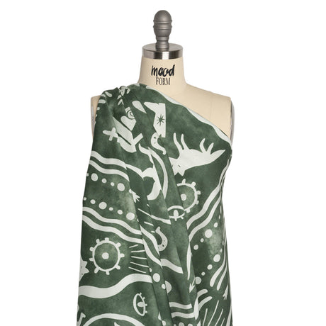 Stretch Cotton Twill Panel - Green Desert Symbols - Mood Exclusive Follow Your Arrow