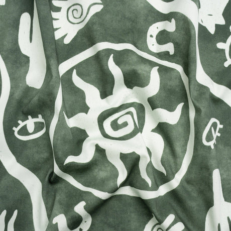 Stretch Cotton Twill Panel - Green Desert Symbols - Mood Exclusive Follow Your Arrow