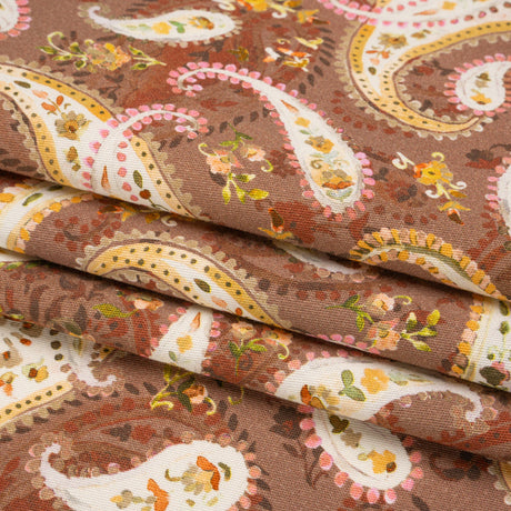 Stretch Cotton Twill Print - Rust Red and Brown Paisley - Mood Exclusive Paisley Garden