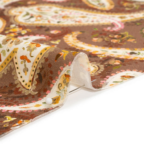 Stretch Cotton Twill Print - Rust Red and Brown Paisley - Mood Exclusive Paisley Garden