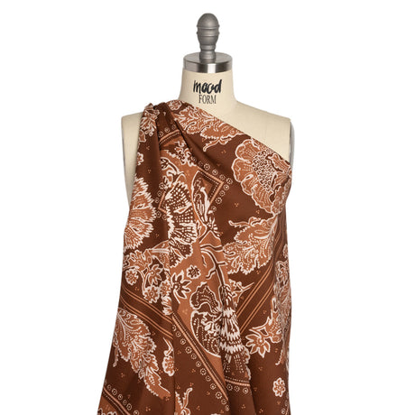 Stretch Cotton Twill Panel - Burgundy Floral Blocks - Mood Exclusive Maple Hill Heights